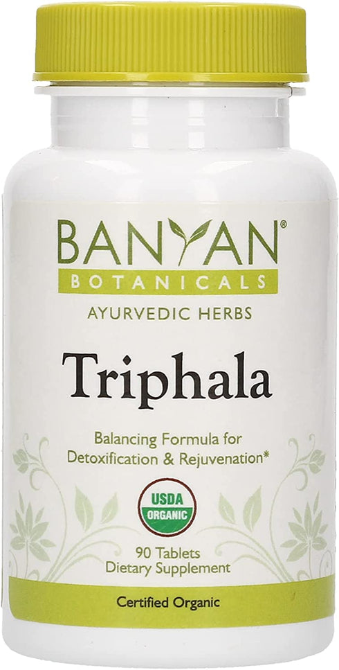 Banyan Botanicals Triphala Tablets - Organic Triphala Supplement with Amla, Haritaki & Bibhitaki – for Daily Detoxifying, Cleansing, & Rejuvenating* – 90 Tablets – Non-GMO Sustainably Sourced Vegan