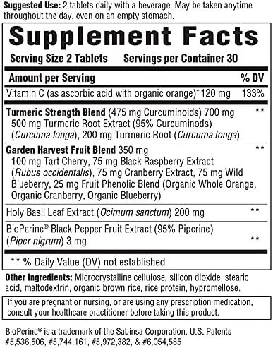 MegaFood Turmeric Curcumin Extra Strength - Whole Body Supplement to Support Healthy Inflammation Response with Black Pepper - Gluten Free, Vegan & Made without Dairy & Soy - 60 Tabs (30 Servings)