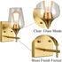 Brass 2 Pack Glass Sconces Clear Glass Wall Sconces Industrial Bathroom Vanity Lighting