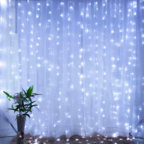 Brightown Hanging Window Curtain Lights 9.8 Feet Dimmable, Connectable with 300 Led, Remote, 8 Lighting Modes, Timer for Bedroom Wall Party Indoor Outdoor Decor, Pure White (Curtain is Not Included)