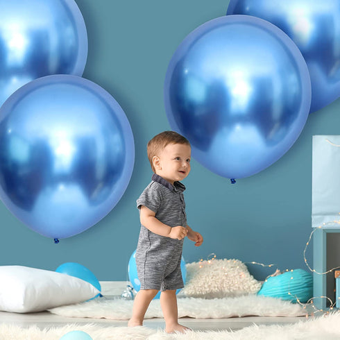 10 Pieces 18 Inch Metallic Balloons Shiny Latex Balloons for Birthday Wedding Party Decoration (Blue)