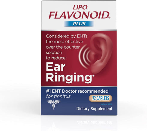 Lipo-Flavonoid Plus, Tinnitus Relief for Ringing Ears, OTC Flavonoid Ear Health Vitamins, Bioflavonoids & Vitamin C, 72 Caplets