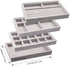 Stackable Jewelry Organizer Trays Drawer Inserts ,Velvet Earring Display Trays, Box Ring Holder Necklace Case, Storage for Bracelet Brooch Watch, Set of 4 (Gray)