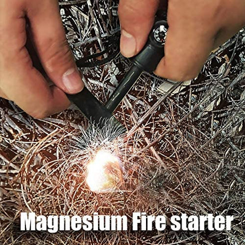 Scotte Plasma Windproof arc Lighter Electric Lighter and LED Flashlight - 2 in 1 (Black)/5-in-1 Magnesium Fire Starter for Emergency Survival Kits, Camping, Hiking, All-Weather Magnesium Ferro Rod