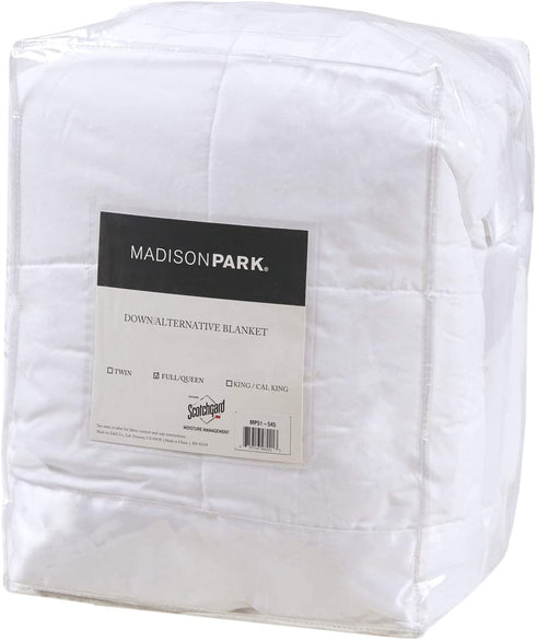 Madison Park Windom Microfiber Down Alternative Stain Resistant Blanket, Twin, White