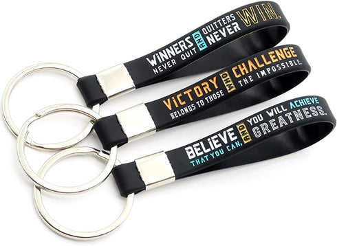 Inkstone Basketball Keychains | (12 Pack) Sports Inspirational Quotes "Victory Belongs To Those Who Challenge The Impossible" | Flexible | Gifts For Your Team, Friends, Family, and Colleagues