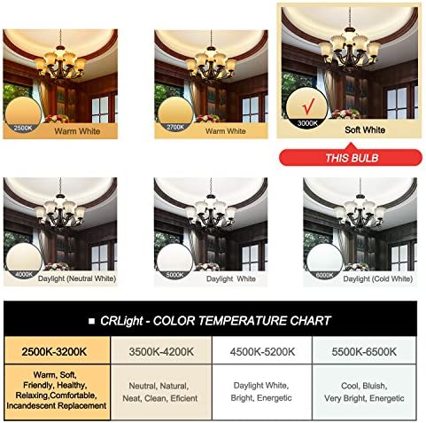 CRLight 2W LED Candelabra Bulb 3000K Soft White 25W Equivalent 250 Lumens, E12 Base Dimmable LED Chandelier Bulbs, Antique C35 Frosted Glass Candle Flame Shape Bent Tip, 6 Pack