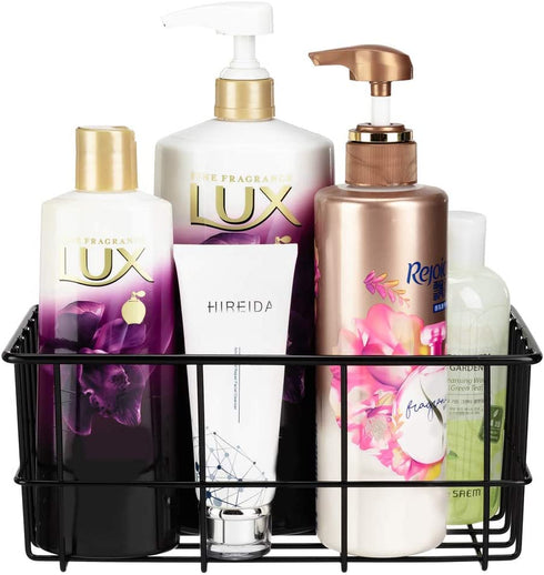 SANNO Adhesive & Suction Shower Caddy, Deep Bathroom Basket Suction Cup Large Shower Caddy Bath Organizer Kitchen Storage Basket for Gel Holder Bathroom Storage Shampoo, Conditioner,Stainless Steel