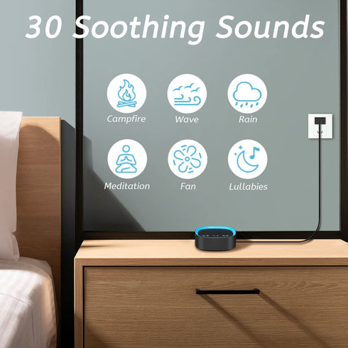 Sleepbox Sleep Sound Machines White Noise Machine with 30 Soothing Sounds 3.5 mm Headphone Jack 5 Timer Settings and 32 Precise Volume Compact Design Ideal Gift for Family Friend Baby Adult