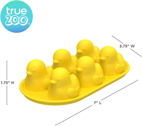 TrueZoo Quack the Ice Duck Ice Cube Tray, Novelty Animal Ice Mold, Large Ice Cube Mold, Makes 6 Ice Cubes, Duck Ice Tray, Yellow, Set of 1