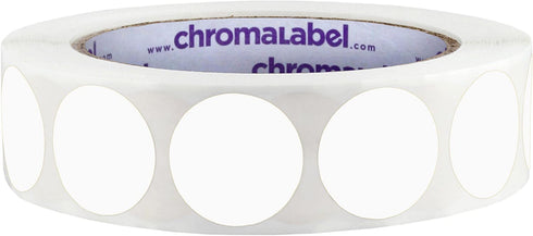 ChromaLabel 1 Inch Round Label Permanent Color Code Dot Stickers, 1000 Labels per Roll, White