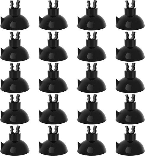Pawfly Aquarium Suction Cup Clips for Standard 3/16" ID Airline Tubing Black Air Hose Holder Clamp Accessories for Fish Tank Aeration Setup, 20 Pack