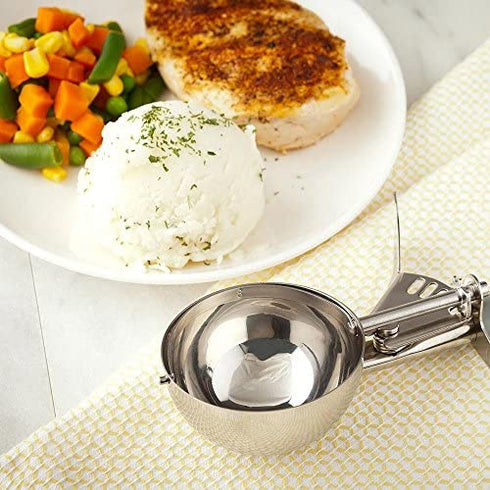 Met Lux 4 Ounce Portion Scoop, 1 Durable Cookie Scoop - #8, With Gray Handle, Stainless Steel Disher, For Portion Control, Scoop Cookie Dough, Cupcake Batter, or Ice Cream - Restaurantware