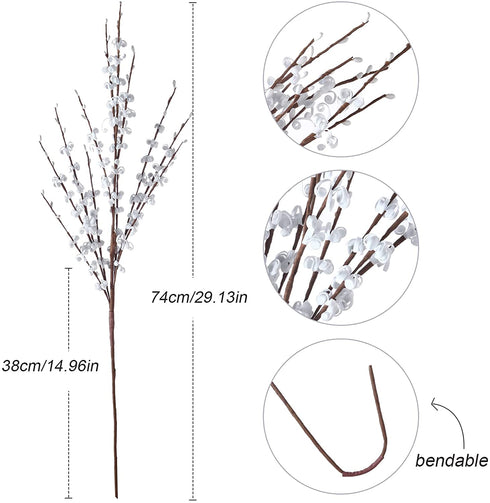 Starryle 10Pcs 29.5'' Long Artificial Jasmine Flowers Fake Flowers for Decoration Faux Winter Jasmines Branches for Home Living Room Kitchen Office Hotel Wedding DIY Decor (White)