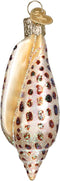 Old World Christmas Beach Glass Blown Ornaments for Christmas Tree Junonia Shell, Tan/Brown/White/Gold