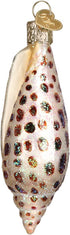 Old World Christmas Beach Glass Blown Ornaments for Christmas Tree Junonia Shell, Tan/Brown/White/Gold