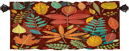Mrcrypos Fall Valances Autumn Leaves Kitchen Valances for Windows Blackout Window Valances Curtains for Bathroom Bedroom Dining Room 52 X 18 Inches