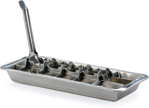 RSVP International Endurance® Vintage Inspired Ice Cube Tray, 11" | Retro Design for Bars & Kitchens | Levers Remove Cubes | Heavy Duty Stainless Steel | Dishwasher Safe
