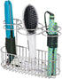 mDesign Bathroom Wall Mount Hair Care & Styling Tool Organizer Storage Basket for Hair Dryer, Flat Iron, Curling Wand, Hair Straighteners, Brushes - Durable Steel Wire in Chrome Finish