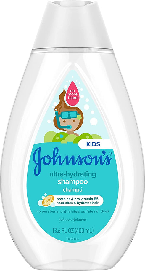 Johnson's Ultra-Hydrating Tear-Free Kids' Shampoo with Pro- Vitamin B5 & Proteins, Paraben-, Sulfate- & Dye-Free Formula, Hypoallergenic & Gentle for Toddler's Hair, 13.6 fl. oz