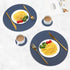 Placemats Faux Leather Round Table Mats Set of 4 with Coasters, Heat-Resistant Waterproof Non-Slip Washable Mats for Kitchen Dinning Table, PU Table Mats (Blue+Gray)