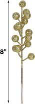 winemana 24 Pack 8 Inch Christmas Glitter Faux Winter Berry Sprigs, Artificial Sparking Red Berries Ornaments for Christmas Tree DIY Crafts Wreath Garland Decor (Gold)