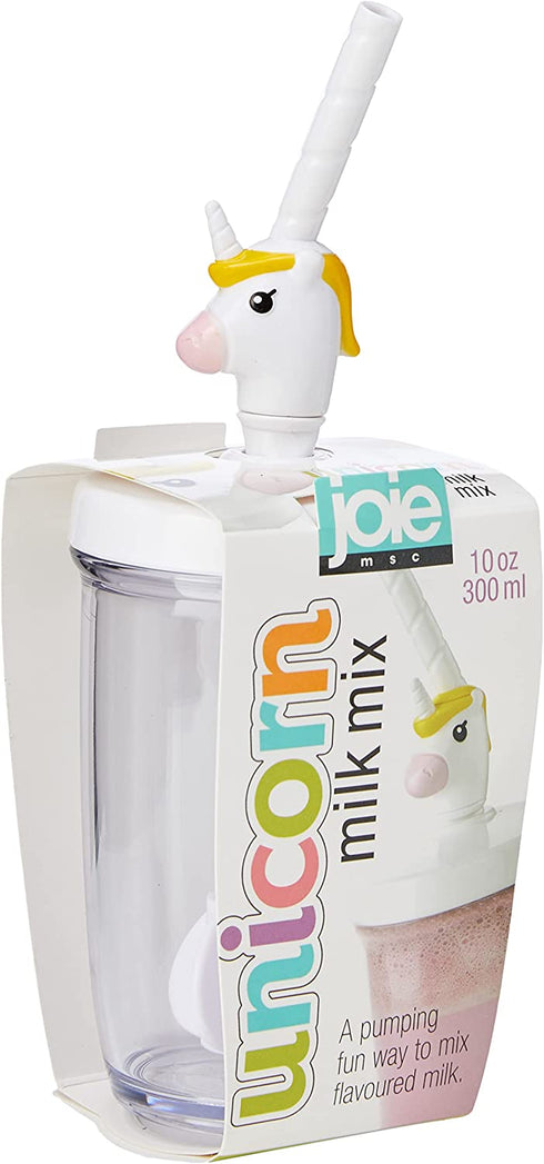 MSC International 16162 Joie Unicorn Milk Mix with Lid Pump and Drinking Straw, 10-Ounce Capacity, Unicron Cup, White