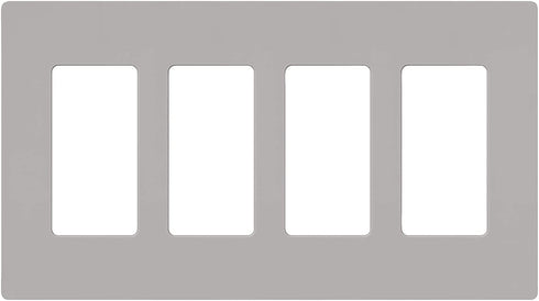 Lutron Claro 4 Gang Decorator/Rocker Wallplate, Gloss, Gray (1-Pack) | CW-4-GR