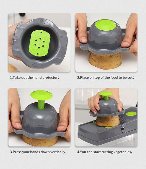 14 in1 Vegetable Chopper, Cutter Chopper, Multifunctional Veggie Chopper, Food Chopper with Container, Onion Chopper, Chopper Vegetable Cutter with 8 Blades - Grey