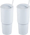 COKTIK 30oz Pastel Colored Acrylic Cups with Lids and Straws, Double Wall Matte Reusable Plastic Tumblers,Large Capacity for Parties, Birthdays(White,2 pack)