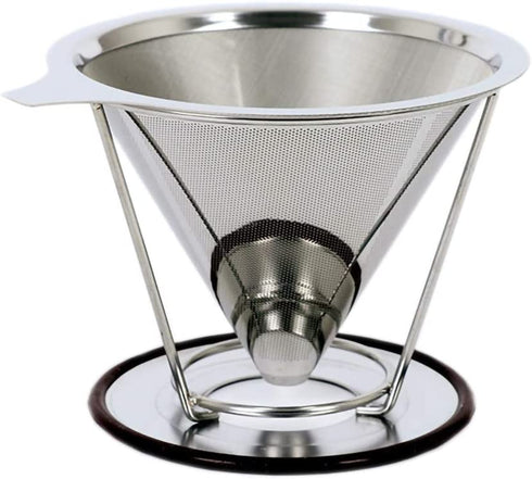 AINAAN Stainless Steel Coffee Filter, Reusable Tapered dripper with Removable Cup Holder, 2019, New Generation