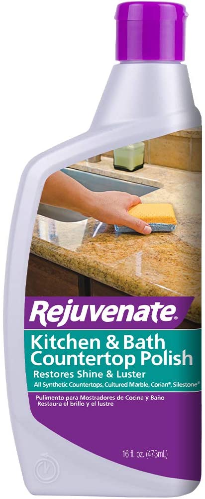 Rejuvenate Scrub Free Soap Scum Remover Shower Glass Door Cleaner Works on Ceramic Tile, Chrome, Plastic and More 24oz & Kitchen & Bathroom Countertop Polish 16 Ounce