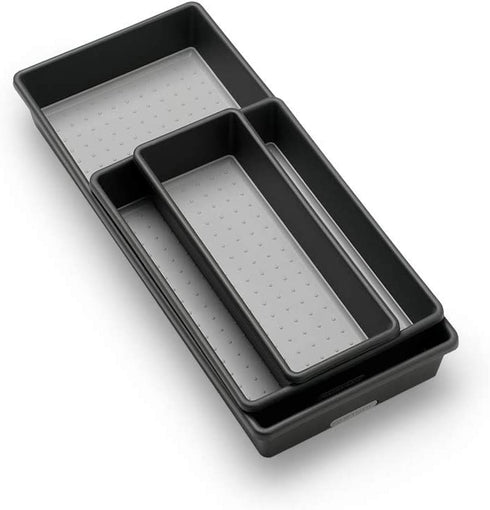 madesmart Classic 3-Tray Bin Pack - Granite | CLASSIC COLLECTION | Multi-Purpose Storage | Soft-grip Lining and Non-slip Rubber Feet | Durable | BPA-Free