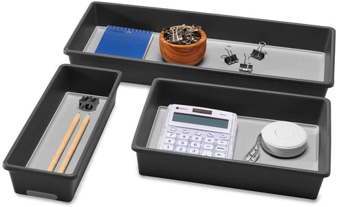 madesmart Classic 3-Tray Bin Pack - Granite | CLASSIC COLLECTION | Multi-Purpose Storage | Soft-grip Lining and Non-slip Rubber Feet | Durable | BPA-Free