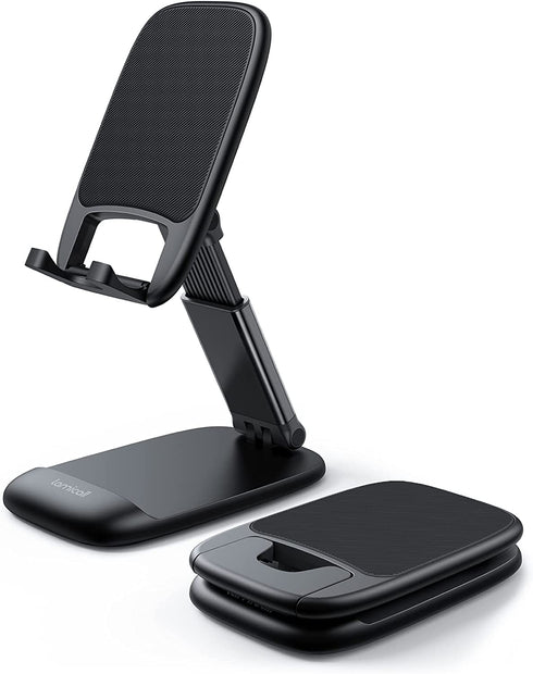 Lamicall Foldable Phone Stand for Desk - Height Adjustable Cell Phone Holder Portable Cellphone Cradle Desktop Dock Compatible with iPhone 13 Pro Max Mini, 12 11 XR X 8 7 6 Plus SE, 4-8'' Smartphone