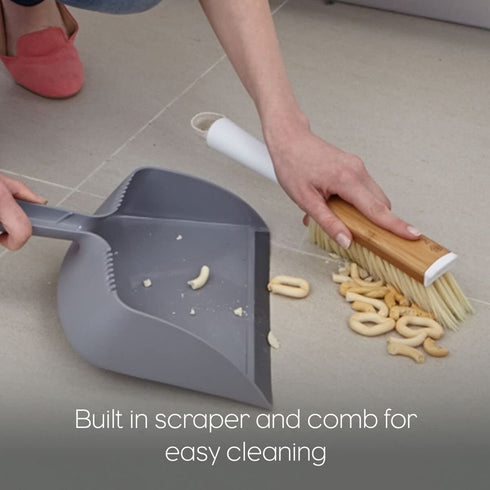 Full Circle Clean Team Brush & DustPan Set, White & Grey