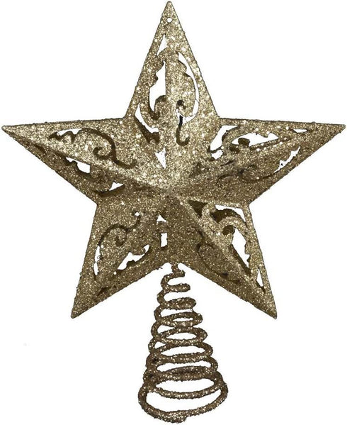 Kurt Adler 8-Inch Gold Glittered 5 Point Star Treetop
