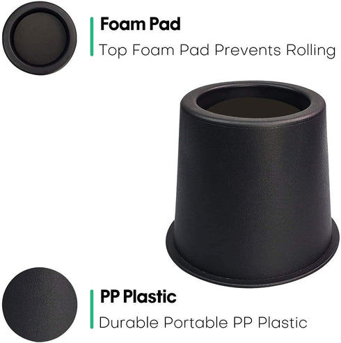 Round 4 Inch Bed Risers, Lifts Height of 3.35 inch Heavy Duty Set of 4 Pack Table Risers, Furniture Risers Great Under Bed Storage Black, elevador de cama de 4 pulgadas, mejorar el elevador de muebles