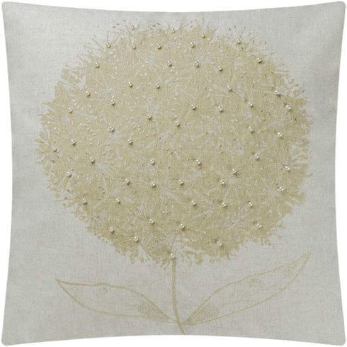 JWH Hand Embroidery Accent Pillow Case Faux Pearl Cushion Cover Dandelion Flower Pillowcase Home Sofa Bed Living Room Decorative Shell Gift Beige 20 x 20 Inch
