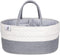 KiddyCare Baby Diaper Caddy Organizer - Stylish Rope Nursery Storage Bin 100% Cotton Canvas Portable Storage Caddy Basket for Changing Table & Car - Diaper Organizer for Baby Girl & Baby Boy (Gray Regular)