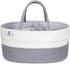 KiddyCare Baby Diaper Caddy Organizer - Stylish Rope Nursery Storage Bin 100% Cotton Canvas Portable Storage Caddy Basket for Changing Table & Car - Diaper Organizer for Baby Girl & Baby Boy (Gray Regular)