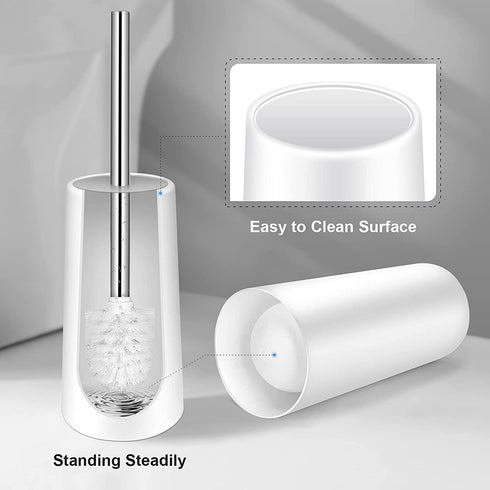 Toilet Brush and Holder, Toilet Bowl Brush with Stainless Steel Handle Durable Bristles Hidden Toilet Scrubber for Toilet Cleaning