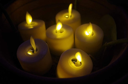 Led Electric Flameless Flickering Battery Operated Tea Lights Candles with RF Remote and Timer for Outdoor/Table/Party Decoration