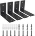YUMORE L Brackets Heavy Duty, 5x3x1.8 Inch Stainless Steel Shelf Brackets Wall Mounted for Floating Shelves Industrial Farmhouse, Includes Hardware, Rustic Black, Pack of 4