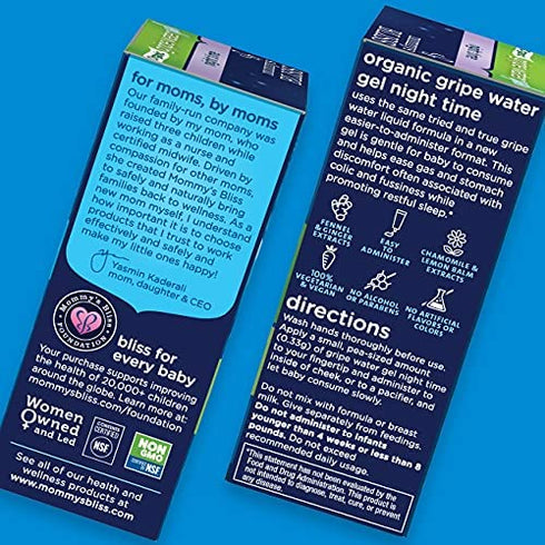 Mommy's Bliss Organic Gripe Water Night Time Gel for Newborns, Relieves Occasional Stomach Discomfort from Gas, Colic & Fussiness, 0.53 Ounce (Pack of1)