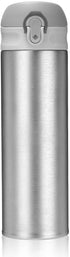 DILLER Thermos Coffee Travel Mug - 17oz Vacuum Insulated Water Bottle, Thermal Vacuum Drink Flask Keeps 24 Hours Cold & 12 Hours Hot (Silver, 17 oz)