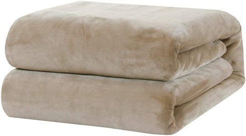 BOURINA Fleece Blanket Flannel Throw Blanket (Beige,Twin Size) Lightweight Cozy Microfiber Blanket for Sofa, Couch, Bed, Camping, Travel, 60x80 inches