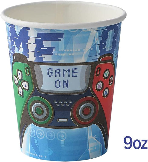 Video Game Party Tableware Set - Gaming Theme Party Supplies for Kids Includes Plates Napkins Cups Knives Forks Spoons Serves 16 Guests