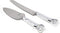 Silver Double Heart Wedding Cake Serving Set - Silver Wedding Cake Knife Set