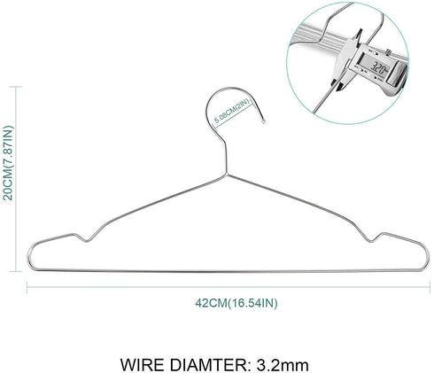 GOSKEY 10 Pack Stainless Steel Coat Hangers Metal Wire Hangers Heavy Duty Hangers, Space Saving Clothes Hangers 16.5in Ultra Thin Clothes Hangers